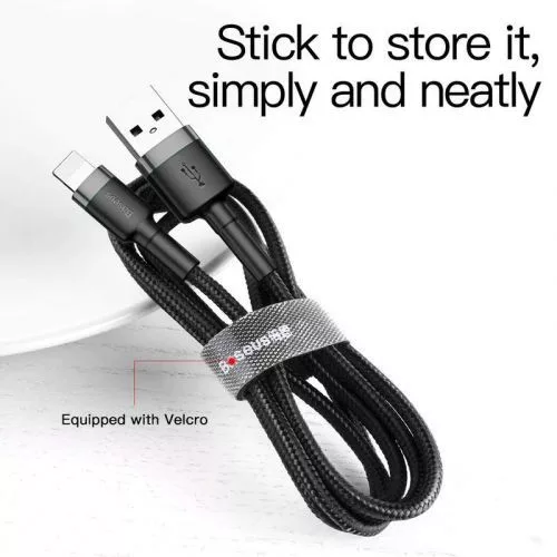 Baseus Cafule USB / Lightning töltőkábel 2 m szürke-fekete (CALKLF-CG1)