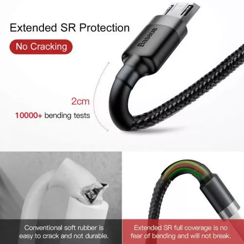 Baseus Cafule USB-A - MicroUSB kábel 2.4A, 1m fekete-szürke (CAMKLF-BG1)