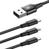 Baseus Rapid Series 3in1 USB-A - 2 x Lightning + Micro-USB kábel 1, 2 m (fekete) (CAMLL-SU01)