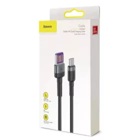   Baseus Cafule USB-A - USB-C kábel QC 3.0 1m fekete-szürke (CATKLF-PG1)