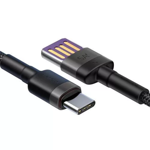 Baseus Cafule USB-A - USB-C kábel QC 3.0 1m fekete-szürke (CATKLF-PG1)