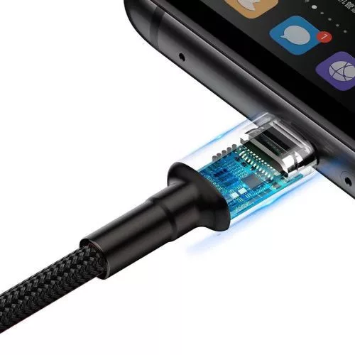 Baseus Cafule USB-A - USB-C kábel QC 3.0 1m fekete-szürke (CATKLF-PG1)