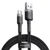 Baseus Cafule USB-A - USB-C töltőkábel  2A 3m szürke-fekete (CATKLF-UG1)