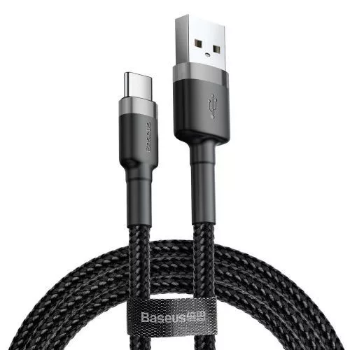 Baseus Cafule USB-A - USB-C töltőkábel  2A 3m szürke-fekete (CATKLF-UG1)