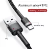 Baseus Cafule USB-A - USB-C töltőkábel  2A 3m szürke-fekete (CATKLF-UG1)