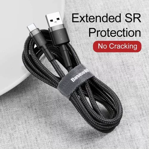 Baseus Cafule USB-A - USB-C töltőkábel  2A 3m szürke-fekete (CATKLF-UG1)