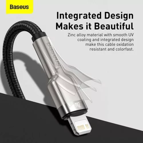 Baseus Cafule USB-C-Lightning töltőkábel, PD, 20W, 1m, fekete (CATLJK-A01)