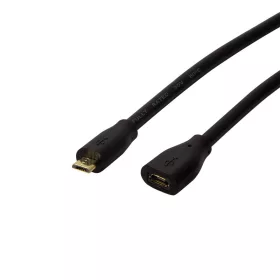   Logilink USB 2.0 kábel, Micro-USB/M - Micro-USB/F, fekete, 1 m (CU0121)