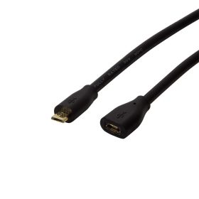   Logilink USB 2.0 kábel, Micro-USB/M - Micro-USB/F, fekete, 3 m