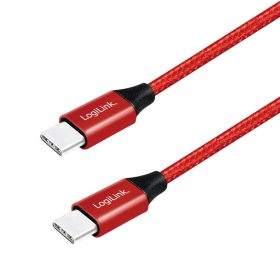   Logilink USB 2.0 Type-C kábel, C/M-C/M, fém, szövet, 0,3 m (CU0155)