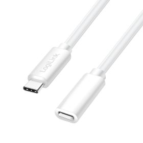   Logilink USB 2.0 Type-C kábel, C/M-USB-C/F, PD, fehér, 3 m (CU0222)