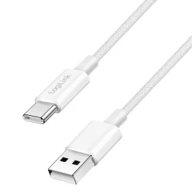   Logilink USB 2.0 Type-C kábel, C/M - A/M, 480 Mbps, 60W, nejlon, fehér, 0,5 m