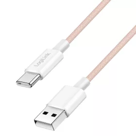   Logilink USB 2.0 Type-C kábel, C/M - A/M, 480 Mbps, 60W, nejlon, rózsaszín, 0,5 m