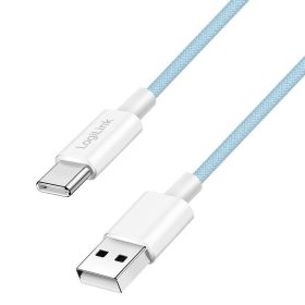   Logilink USB 2.0 Type-C kábel, C/M - A/M, 480 Mbps, 60W, nejlon, kék, 1 m