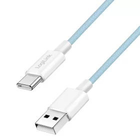   Logilink USB 2.0 Type-C kábel, C/M - A/M, 480 Mbps, 60W, nejlon, kék, 1,5 m