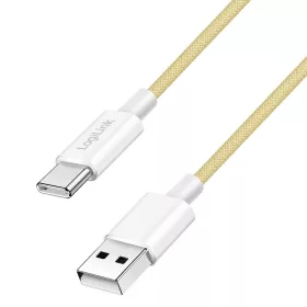  Logilink USB 2.0 Type-C kábel, C/M - A/M, 480 Mbps, 60W, nejlon, sárga, 0,5 m