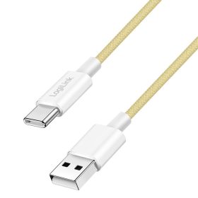   Logilink USB 2.0 Type-C kábel, C/M - A/M, 480 Mbps, 60W, nejlon, sárga, 1,5 m