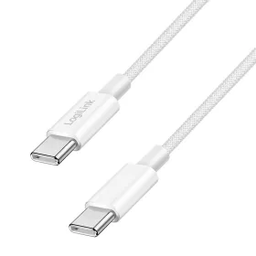   Logilink USB 2.0 Type-C kábel, C/M - C/M, 480 Mbps, 60W, nejlon, fehér, 0,5 m