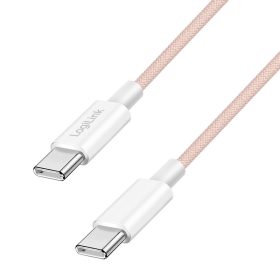   Logilink USB 2.0 Type-C kábel, C/M - C/M, 480 Mbps, 60W, nejlon, rózsaszín, 0,5 m
