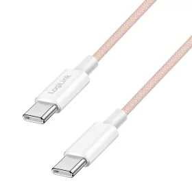   Logilink USB 2.0 Type-C kábel, C/M - C/M, 480 Mbps, 60W, nejlon, rózsaszín, 0,5 m