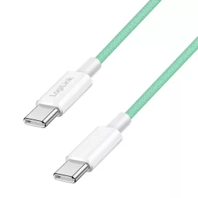   Logilink USB 2.0 Type-C kábel, C/M - C/M, 480 Mbps, 60W, nejlon, zöld, 1,5 m