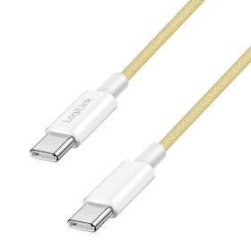   Logilink USB 2.0 Type-C kábel, C/M - C/M, 480 Mbps, 60W, nejlon, sárga, 1,5 m