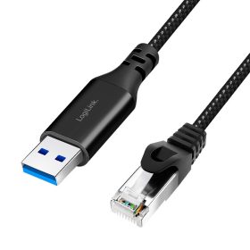   Logilink USB 3.0 Ethernet kábel, A/M   RJ45/M, 1 Gbps, aktív, fekete/szürke, 10 m