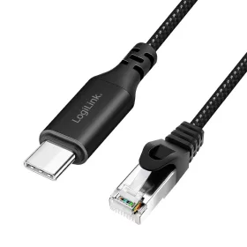  Logilink USB 3.2 Type-C Ethernet kábel, C/M   RJ45/M, 1 Gbps, aktív, fekete/szürke, 15 m