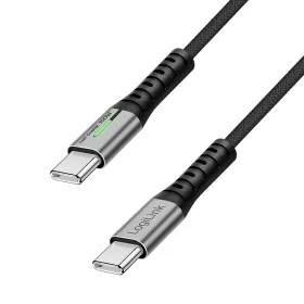   Logilink USB 2.0 Type-C kábel, C/M - C/M, 480 Mbps, 100W, LED, nejlon, fém, fekete, 0,5 m