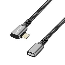   Logilink USB 3.2 Gen2 Type-C kábel, C/M 90  - USB-C/F, PD, alu, fekete/szürke, 1 m