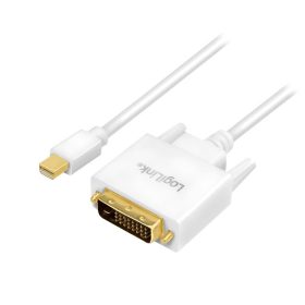   Logilink DisplayPort kábel, mDP/M   DVI/M, 1080p, fehér, 1,8 m
