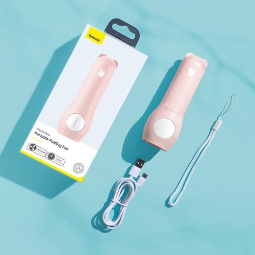 Baseus Tricolor Bear hordozható kézi ventilátor (rózsaszín)