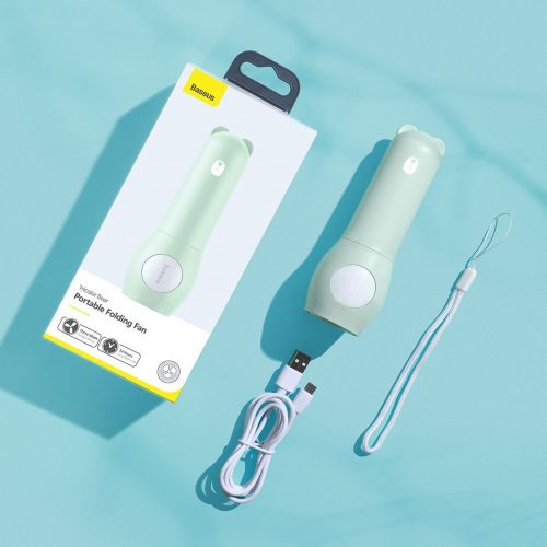 Baseus Tricolor Bear hordozható kézi ventilátor (zöld)