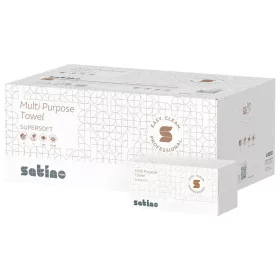   Satino Wepa Supersoft többcélű V hajtogatott törlőkendő 2 réteg, fehér, 22x21cm, 15x200 lap/karton