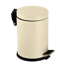   Galvanizált acél pedálos szemetes, kivehető műanyag vödörrel, krém színű, 5L