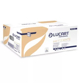   Lucart Easy V hajtogatott kéztörlő 2 rétegű fehér, 20x190lap/karton 40karton/raklap
