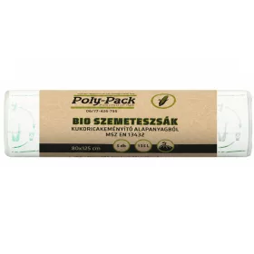   Kukoricakeményítő alapú (EN13432) PLA zsák 800x1250x0,03mm, 135L, 5 darab/tekercs