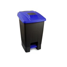   Planet Szelektív hulladékgyűjtő konténer, műanyag, pedálos,  fekete/kék, 100L
