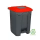 Planet Szelektív hulladékgyűjtő konténer, műanyag, pedálos, antracit, piros, 50L