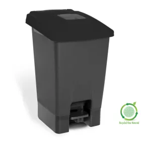  Planet Szelektív hulladékgyűjtő konténer, műanyag, pedálos, fekete/fekete, 100L