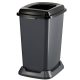 Planet Szelektív hulladékgyűjtő konténer, műanyag, nyitott fedeles, fekete, 50L