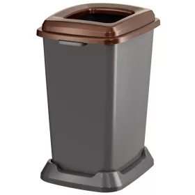   Planet Szelektív hulladékgyűjtő konténer, műanyag, nyitott fedeles, barna, 50L