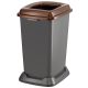 Planet Szelektív hulladékgyűjtő konténer, műanyag, nyitott fedeles, barna, 50L