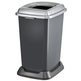   Planet Szelektív hulladékgyűjtő konténer, műanyag, nyitott fedeles, fém színű, 50L