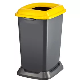   Planet Szelektív hulladékgyűjtő konténer, műanyag, nyitott fedeles, sárga, 50L