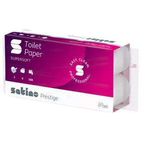   Satino Wepa Prestige toalettpapír 3 rétegű, fehér, 250 lap, 8 tek/csg 8 csomag/zsák