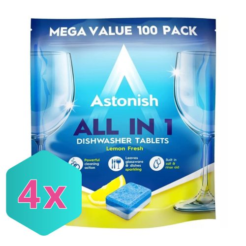 Astonish All in One Mosogatógép tabletta 100db-os citrom KARTON - 4 db