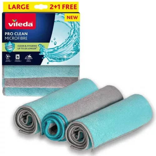 Vileda Pro Clean Microfibre mikroszálas törlőkendő kék-szürke, 3db/csg