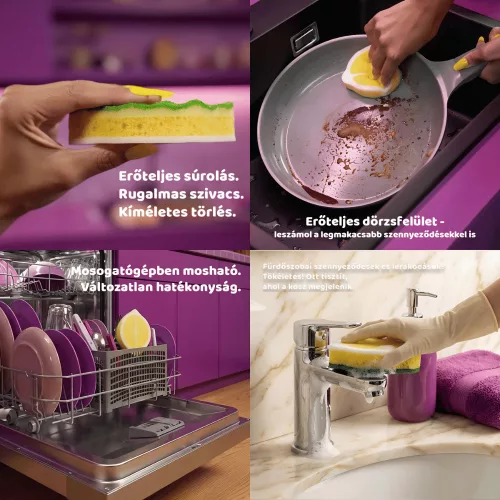 Vileda Punch többfunkciós, extra erős súrolószivacs citrom illattal