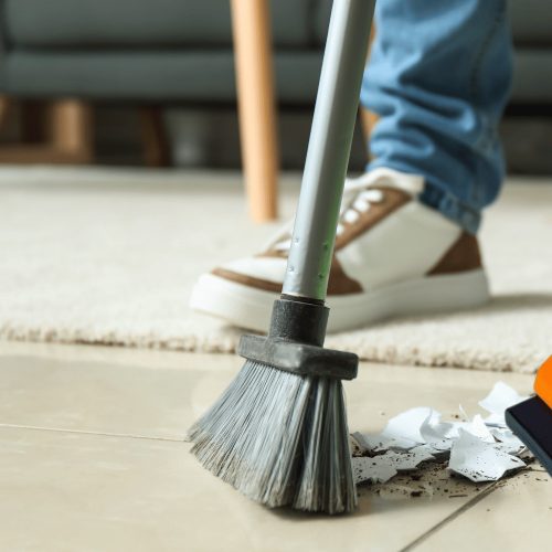 Nyeles billenős lapát + seprű szett narancssárga-fekete